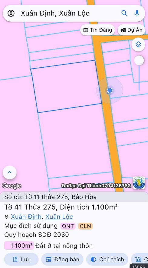 Tra cứu quy hoạch: thửa 275 tờ 41, 1.100 m² đất ở tại nông thôn theo quy hoạch 2030